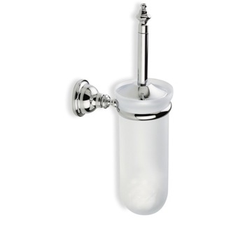 Toilet Brush Toilet Brush Holder, Classic Style, Wall Mounted, Glass StilHaus EL12
